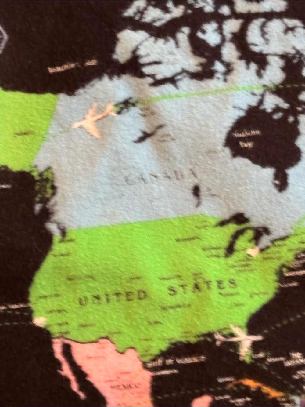 BedHead vintage Black World Map Pajama Set with Multicolor Print. Medium - Picture 14 of 16